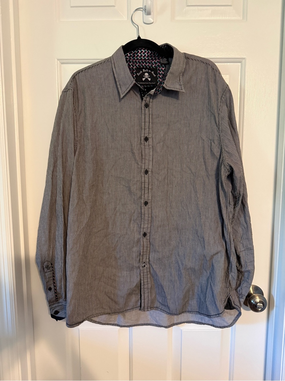 Rock Roll-n-Soul Mens 2XL Striped Long Sleeve Button Down Shirt Rockabilly